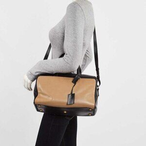 Yves Saint Laurent Black/Beige Bicolor Calfskin Leather Classic Duffle 6 Bag